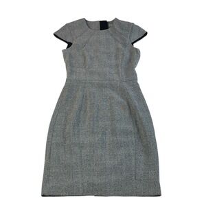 H&M Gray Houndstooth Sheath Dress US 2 Cap Sleeve Tailored Career Work